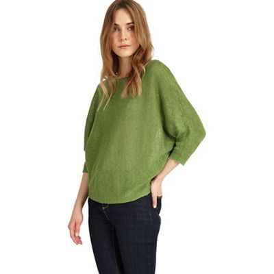 Chlorophyll green delmi linen batwing knitted jumper
